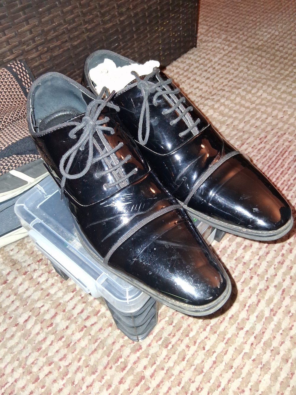 Men's Black Patent Dress Shoes - Classic Lace-Up Oxford